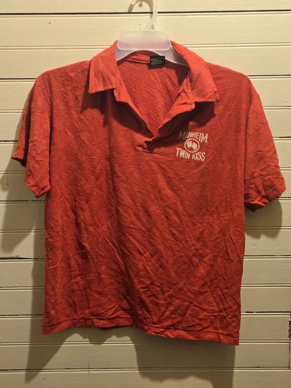 Screen Stars Polo Shirt Mens L Manheim Twin Kiss Vintage 50/50 Red
